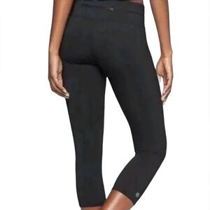 Athleta Sonar Capri Cropped Leggings Back Pocket Zip Black XS